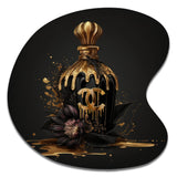 Chic Black And Gold Perfume Bottle VIII - Asymmetric Metal Wall Art