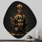 Chic Black And Gold Perfume Bottle VIII - Asymmetric Metal Wall Art