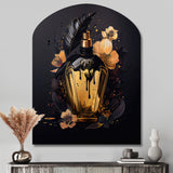 Chic Black And Gold Perfume Bottle IX - Asymmetric Metal Wall Art