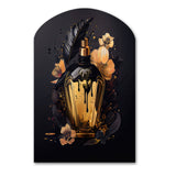 Chic Black And Gold Perfume Bottle IX - Asymmetric Metal Wall Art