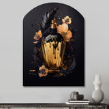 Chic Black And Gold Perfume Bottle IX - Asymmetric Metal Wall Art