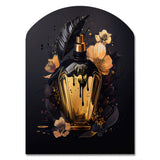 Chic Black And Gold Perfume Bottle IX - Asymmetric Metal Wall Art