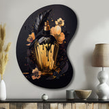 Chic Black And Gold Perfume Bottle IX - Asymmetric Metal Wall Art