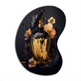 Chic Black And Gold Perfume Bottle IX - Asymmetric Metal Wall Art