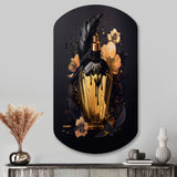 Chic Black And Gold Perfume Bottle IX - Asymmetric Metal Wall Art