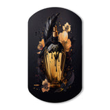 Chic Black And Gold Perfume Bottle IX - Asymmetric Metal Wall Art