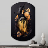 Chic Black And Gold Perfume Bottle IX - Asymmetric Metal Wall Art