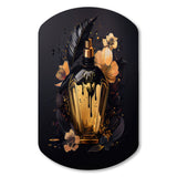 Chic Black And Gold Perfume Bottle IX - Asymmetric Metal Wall Art