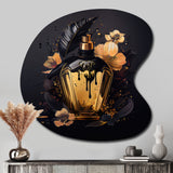 Chic Black And Gold Perfume Bottle IX - Asymmetric Metal Wall Art