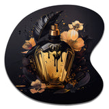 Chic Black And Gold Perfume Bottle IX - Asymmetric Metal Wall Art