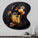 Chic Black And Gold Perfume Bottle IX - Asymmetric Metal Wall Art