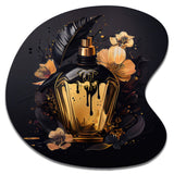 Chic Black And Gold Perfume Bottle IX - Asymmetric Metal Wall Art