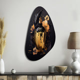 Chic Black And Gold Perfume Bottle IX - Asymmetric Metal Wall Art