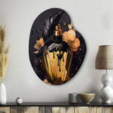 Chic Black And Gold Perfume Bottle IX - Asymmetric Metal Wall Art