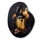 Chic Black And Gold Perfume Bottle IX - Asymmetric Metal Wall Art