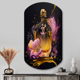 Chic Perfume Bottle With Pink Roses I - Asymmetric Metal Wall Art