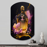 Chic Perfume Bottle With Pink Roses I - Asymmetric Metal Wall Art