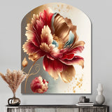 Bold Red Floral Design I - Asymmetric Metal Wall Art