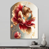 Bold Red Floral Design I - Asymmetric Metal Wall Art