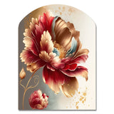 Bold Red Floral Design I - Asymmetric Metal Wall Art