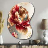 Bold Red Floral Design I - Asymmetric Metal Wall Art