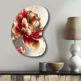 Bold Red Floral Design I - Asymmetric Metal Wall Art