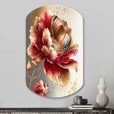 Bold Red Floral Design I - Asymmetric Metal Wall Art