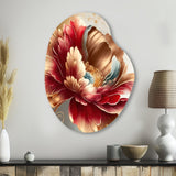 Bold Red Floral Design I - Asymmetric Metal Wall Art