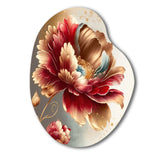 Bold Red Floral Design I - Asymmetric Metal Wall Art