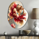 Bold Red Floral Design I - Asymmetric Metal Wall Art