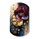 Burgundy And Blue Floral Bunch I - Asymmetric Metal Wall Art