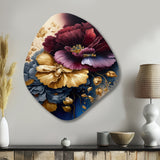 Burgundy And Blue Floral Bunch I - Asymmetric Metal Wall Art