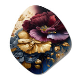 Burgundy And Blue Floral Bunch I - Asymmetric Metal Wall Art