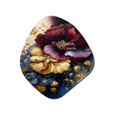 Burgundy And Blue Floral Bunch I - Asymmetric Metal Wall Art