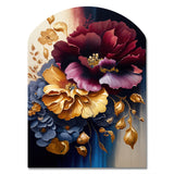 Burgundy And Blue Floral Bunch II - Asymmetric Metal Wall Art