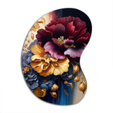 Burgundy And Blue Floral Bunch II - Asymmetric Metal Wall Art