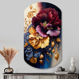 Burgundy And Blue Floral Bunch II - Asymmetric Metal Wall Art