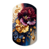 Burgundy And Blue Floral Bunch II - Asymmetric Metal Wall Art