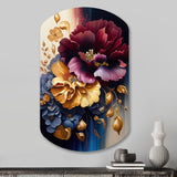 Burgundy And Blue Floral Bunch II - Asymmetric Metal Wall Art