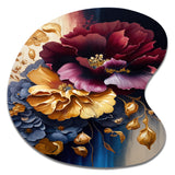 Burgundy And Blue Floral Bunch II - Asymmetric Metal Wall Art