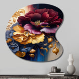 Burgundy And Blue Floral Bunch II - Asymmetric Metal Wall Art