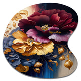 Burgundy And Blue Floral Bunch II - Asymmetric Metal Wall Art