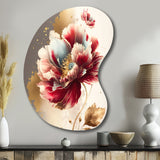 Bold Red Floral Design II - Asymmetric Metal Wall Art