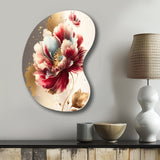 Bold Red Floral Design II - Asymmetric Metal Wall Art