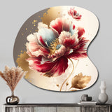 Bold Red Floral Design II - Asymmetric Metal Wall Art