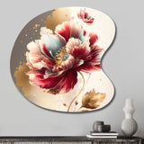 Bold Red Floral Design II - Asymmetric Metal Wall Art