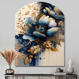 Blue And Gold Floral Bunch III - Asymmetric Metal Wall Art