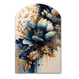 Blue And Gold Floral Bunch III - Asymmetric Metal Wall Art