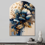 Blue And Gold Floral Bunch III - Asymmetric Metal Wall Art