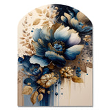 Blue And Gold Floral Bunch III - Asymmetric Metal Wall Art